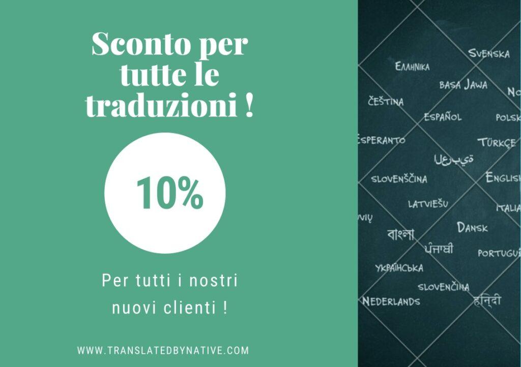 Sconto 10% Traduzioni www.translatedbynative.com